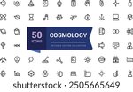 Cosmology icon set. Set of vector line icons of science for modern concepts. Minimalist thin linear web ui icon set. Simple editable vector stroke illustration.