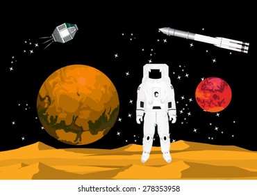 Cosmonaft  on moon ground