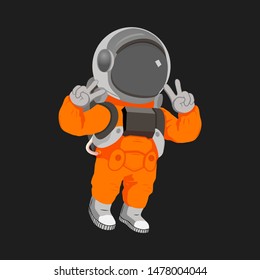 cosmonaut. Astronaut exploring outer space. Cosmonaut in spacesuit performing extravehicular activity or spacewalk against. Modern colorful vector illustration.  Flat line design. 