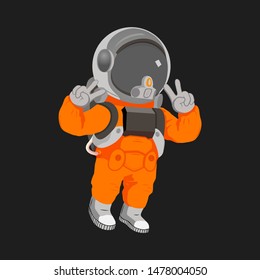 cosmonaut. Astronaut exploring outer space. Cosmonaut in spacesuit performing extravehicular activity or spacewalk against. Modern colorful vector illustration.  Flat line design. 