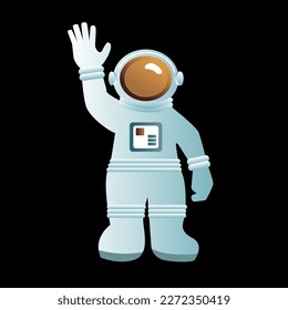 cosmonaut. Astronaut exploring outer space. Cosmonaut in spacesuit performing extravehicular activity or spacewalk against. Modern colorful vector illustration. Flat line design