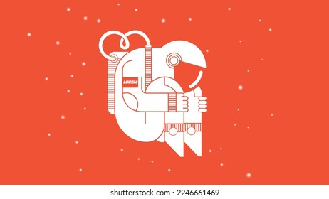 The cosmonaut an astronaut lost to the space.Flat vector graphic.