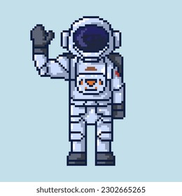 Kosmonaut. Astronaut Pixelspiel-Style-Illustration. Spaceman Vektorgrafik Design.