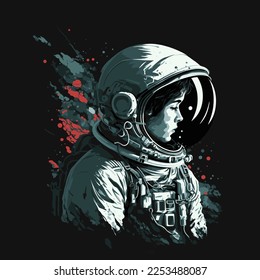 cosmonaut astronaut woman vector illustration, science fiction