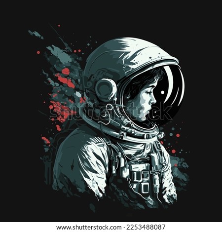 cosmonaut astronaut woman vector illustration, science fiction