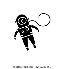 Cosmonaut black icon, vector sign on isolated background. Cosmonaut concept symbol, illustration 