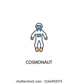 cosmonaut concept 2 colored line icon. Simple yellow and blue element illustration. cosmonaut concept outline symbol design from Russia set