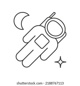 Cosmonaut Concept Line Icon. Einfache Elementgrafik. Cosmonaut Konzept Umrisssymbol Design aus dem Weltraum Set. Kann für Web und mobile auf weißem Hintergrund verwendet werden