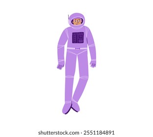 The cosmonaut is drawn in a flat style. Space, research, flight. Hand drawn vector illustration.