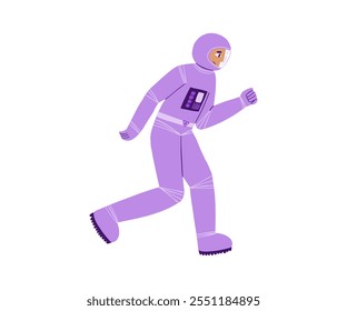 The cosmonaut is drawn in a flat style. Space, research, flight. Hand drawn vector illustration.