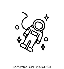 Cosmonaut flat icon. Pictogram for web. Line stroke. Isolated on white background. Vector eps10