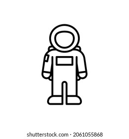 Cosmonaut flat icon. Pictogram for web. Line stroke. Isolated on white background. Vector eps10