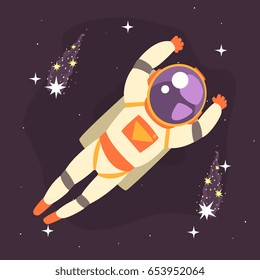 Cosmonaut floating in outer Space