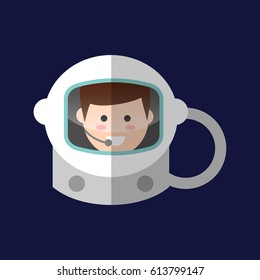 Cosmonaut Helmet. Astronaut Spaceman Boy Icon.Vector Illustration. Eps10