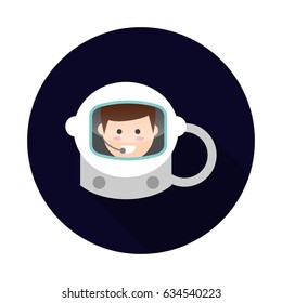 Cosmonaut Helmet. Astronaut Spaceman Boy Icon with long shadow.Vector Illustration. Eps10