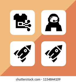cosmonaut icon. 4 cosmonaut set with rocket, astronaut and sci fi vector icons for web and mobile app