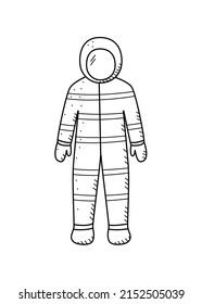 Cosmonaut icon. Astronaut in a spacesuit, cartoon doodle illustration isolated on white