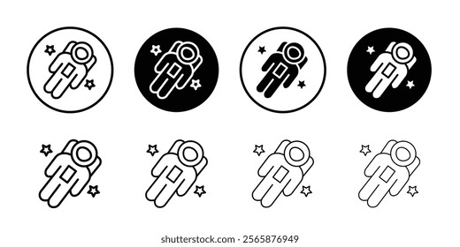 Cosmonaut icon Black and white outline vector