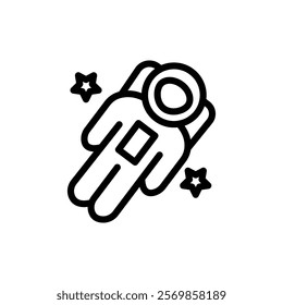 Cosmonaut icon Black and white outline vector