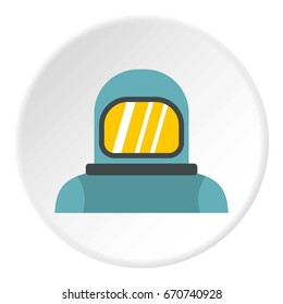 Cosmonaut icon in flat circle isolated vector illustration for web