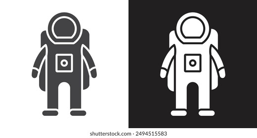 Cosmonaut icon Flat set in black and white color outline vector