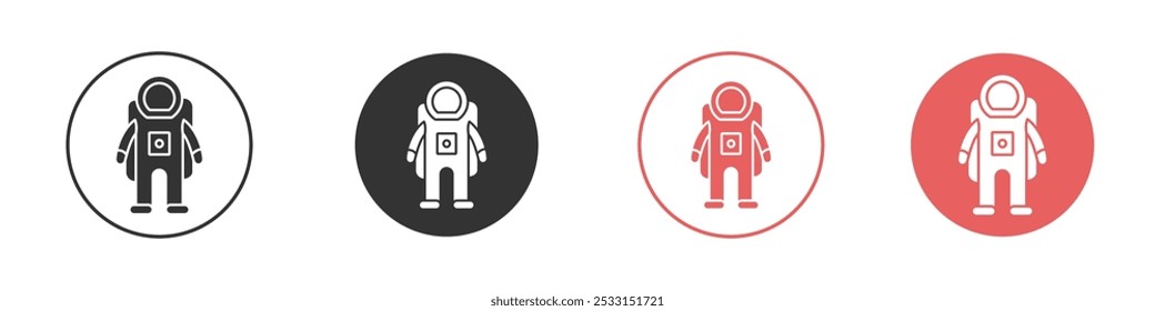 Cosmonaut icon Flat set in black and white color