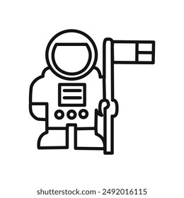 Cosmonaut-Symbol lineare Grafiksatz-Vektorgrafik