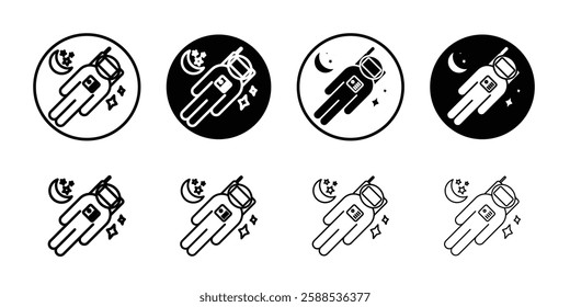 Cosmonaut icon linear logo isolated