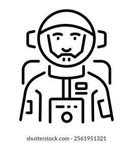 Cosmonaut icon in linear style 