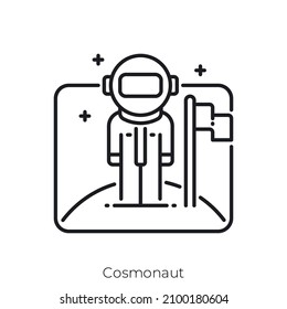 Cosmonaut icon. Outline style icon design isolated on white background