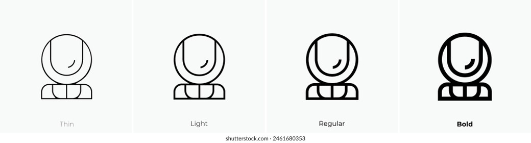 Cosmonaut icon. Thin, Light Regular And Bold style design isolated on white background