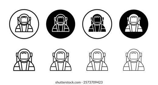 Cosmonaut icon Thin line art isolated