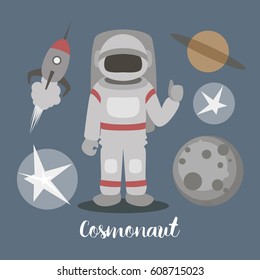 Cosmonaut isolated vector illustration