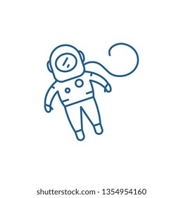 Cosmonaut line icon concept. Cosmonaut flat  vector symbol, sign, outline illustration.