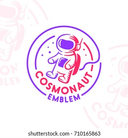 Cosmonaut logo, emblem, label. Vector.