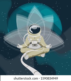 
Cosmonaut in lotus position in space