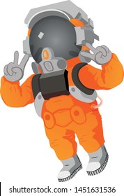 cosmonaut. Orange cosmonaut. Vector cosmonaut. Art 