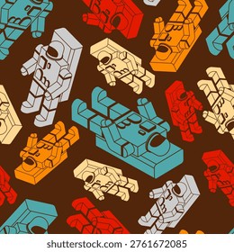 Cosmonaut pattern seamless. Astronaut background. Ornament of kids fabric
