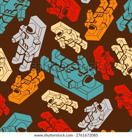 Cosmonaut pattern seamless. Astronaut background. Ornament of kids fabric