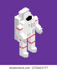 Cosmonautas pixel art. 8 bits Astronauta em traje espacial. ilustração pixelada
