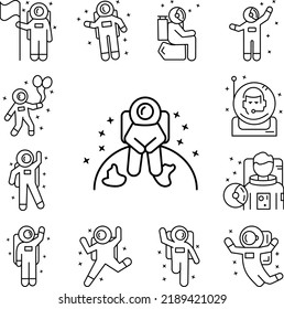 Cosmonaut, Sitting, Watch Icon In A Collection With Other Items