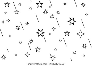 Cosmonaut sky. Illustration of a bright sky. Minimalist style. Stars on a black and white background. Flat design. Template for children collage. Vector.