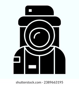 Cosmonaut solid icon. Spaceman in astronaut suit. Space exploration design concept, glyph style pictogram on white background, use for web and app. Eps 10