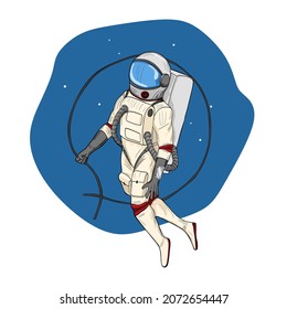 Cosmonaut in space. Astronaut in open space
