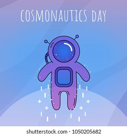 Cosmonaut in space. Purple. Space background