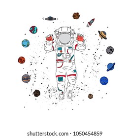 cosmonaut in space. Vector illustration