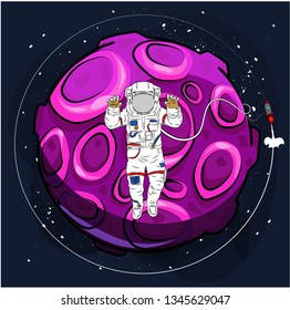 Cosmonaut in space. Vector illustration