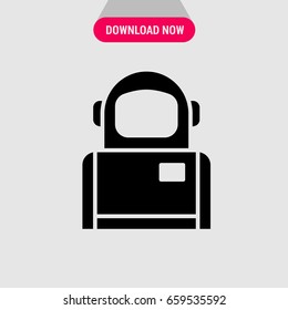 Cosmonaut in a spacesuit vector icon, The figure of person in spacesiut symbol. Simple, modern flat vector illustration for mobile app, website or desktop app  