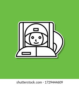 Cosmonaut sticker icon. Simple thin line, outline vector of cartooning space icons for ui and ux, website or mobile application