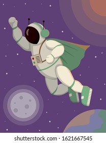 The cosmonaut is a superhero. A superhero in space.